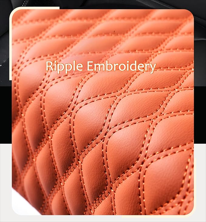 5-in-1 Car Armrest Pad Cushion, Water Ripple Embossed Center Console Booster Pad with Tissue Box, Cup Holder, Storage Bag, Phone Slot, Fit for Most Sedan Vehicles (Water Ripple Series, Pink)