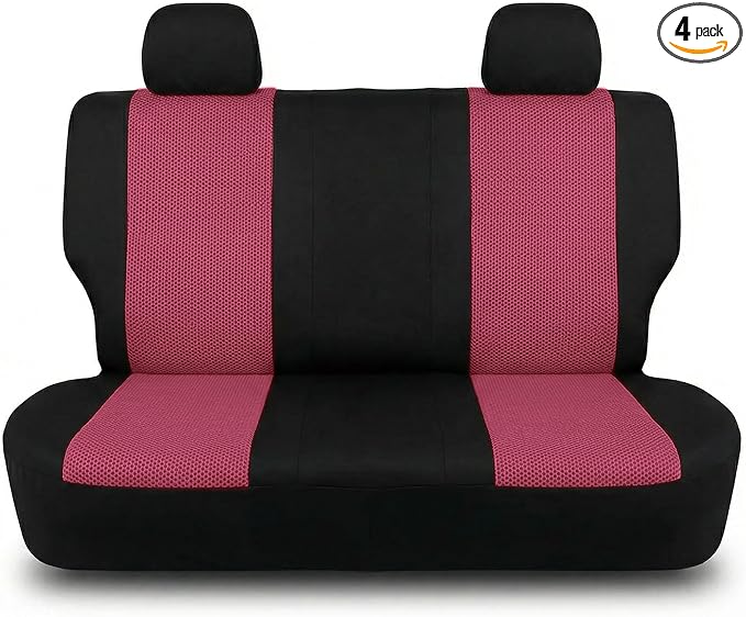 FH Group Automotive Rear Car Seat Covers for SUV, Trucks, Sedan and More - Universal Fit Rear Solid Bench Design Interior Accessories - 3D Mesh Fabric Center Panel - Burgundy