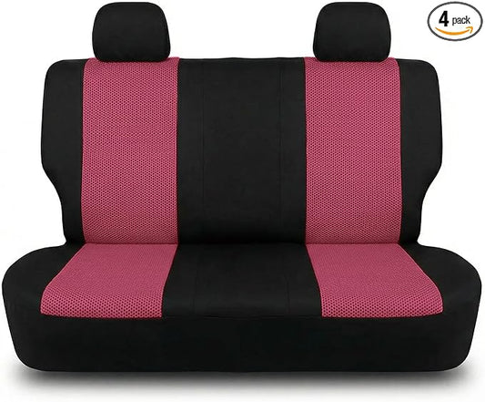 FH Group Automotive Rear Car Seat Covers for SUV, Trucks, Sedan and More - Universal Fit Rear Solid Bench Design Interior Accessories - 3D Mesh Fabric Center Panel - Burgundy