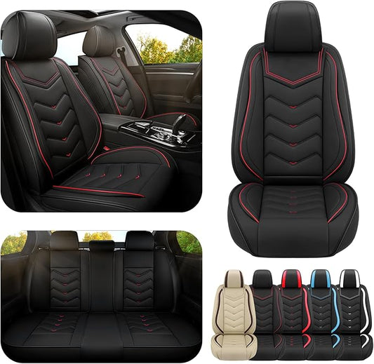 Car Seat Covers for Ford Expedition 2000-2026, Premium Nappa Leather Car Seat Cover, Stylish Sport Seat Covers， Automobile Seat Cover Sets.(Standard 5 Seats/Black)