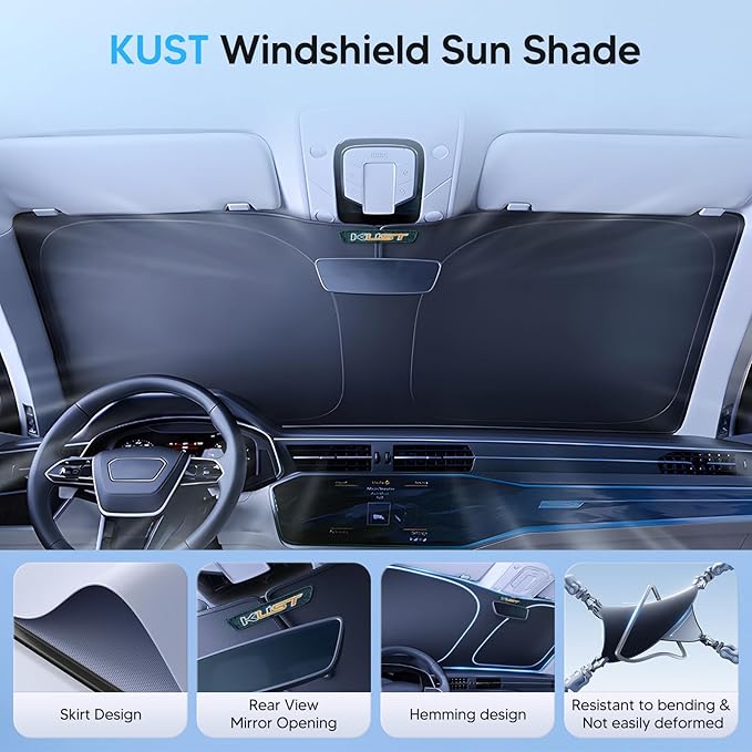 KUST Windshield Sun Shade for 2024 2025 2026 Toyota Land Cruiser Accessories Custom Fit Full Covered Sunshade Block UV Rays Keep Your Car Cooler