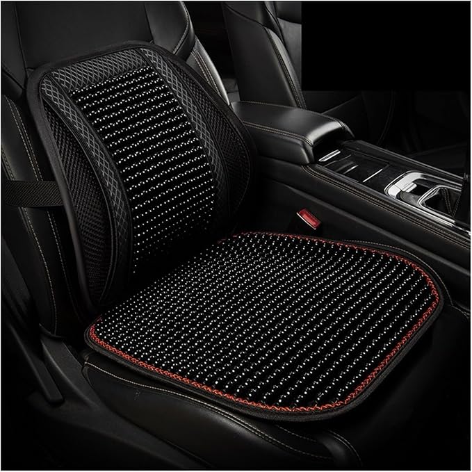 Car Seat Chair Back Cushion for Tesla Model 3 EV Sedan 2025, Wooden Beads Ventilate Mesh Lumbar Brace Strong Durable Relieve Fatigue Summer Interior Accessories,A-Waist Cushion