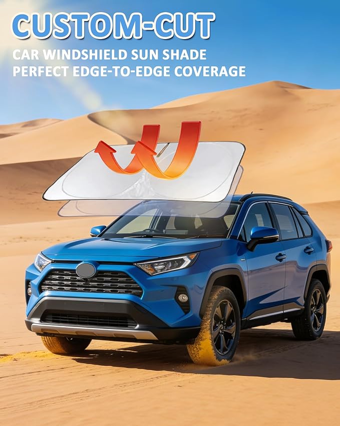 Sun Shade for Chevy Silverado/GMC Sierra Windshield Sunshade for 2019-2025 Sierra 2500 3500 HD, fit Chevrolet Silverado 1500, Regular Cab,2Dr 4Dr Front Window Cover Suncreen Shield Visor