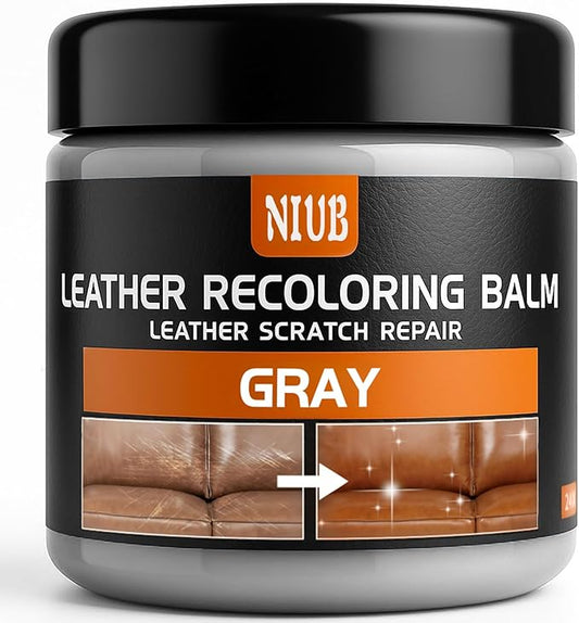 Leather Recoloring Balm Leather Color Restorer Scratch Repair Leather Paint for Furniture Couches Car Seats Shoes Bags Leather Dye and Restorer Restores Faded and Scratched Leather-Gray