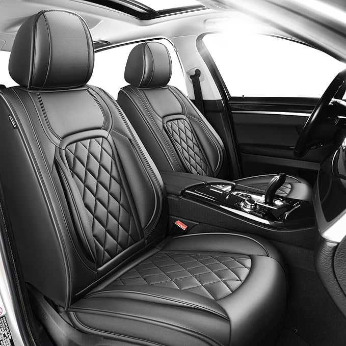 Fit HRV Car Seat Covers Compatible with Honda HRV 2016-2025 2026, Premium Leather Breathable, Wear Resistant, Airbag Compatible, All-Weather Protection & Full Coverage, 2 Front Seat Black