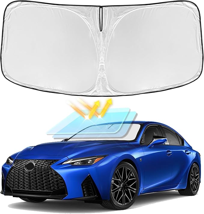 for Lexus is 2021-2026 Windshield Sun Shade-4 Layers Car Sunshade for Lexus IS250 IS350 IS300 IS460 F Sport Front Windows Shade Cover Custom Fit is Sun Visor 250T Shade Blocks UV Rays Car Accessories