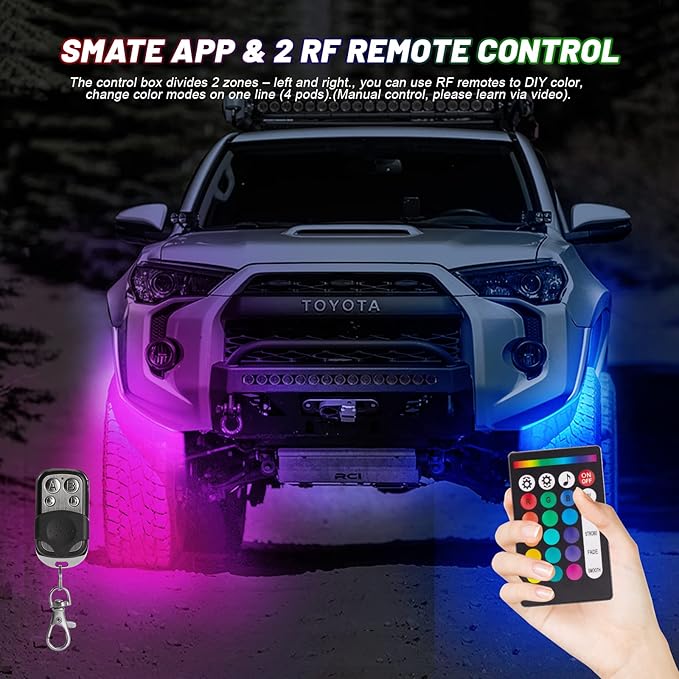 10 Pods RGB LED Rock Lights for Truck ATV UTV Golf Cart Offroad RZR Pickup SUV, Waterproof Multicolor Underglow Kit for Cars with APP Music Mode, Vehicle Underbody Light Underneath Accent 12V