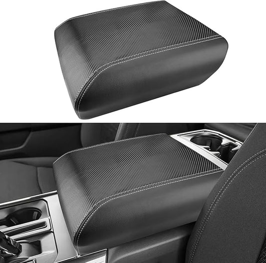 INTGET Center Console Cover for 2025 2026 Ford F150 Accessories Interior 2021 2022 2023 2024 Car Middle Arm Rest Armrest Lid Seat Cover Protector Elbow Cushion Pad (Carbon Fiber Texture, 2021-2026)