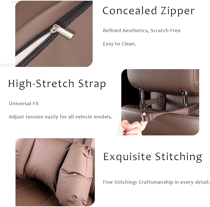 Car Neck Pillow & Lumbar Support for Suzuki Ertiga / XL7 2019-2026 Ergonomic Breathable Mesh Auto Seat Back Cushion Headrest,Brown-Lumbar Support