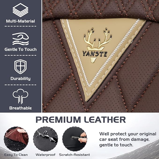 Truck Seat Covers for Ford Ranger 2019-2026, Waterproof Premium Leather Full Coverage Car Seat Cover, Muscle Sport Style Auto Interior Seat Cover Sets (Full Set/Brown Coffee)