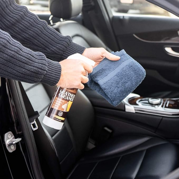 Amazing Leather Cleaner/Conditioner/Deodorizer | Powerful, Natural Enzyme Cleaner | USA Made | Great for Leather & Vinyl, Furniture, Boots, Purses, Clothing & More Removes Stains Spray & Wipe (16oz)