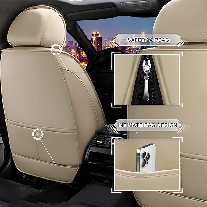 CTDS Car Seat Covers for Chevy Trax 2015-2026, Stylish Sport Seat Cover, Premium Nappa Leather Car Seat Cover. Automobile Seat Covers Sets.(Luxury 5 Seats/Beige)