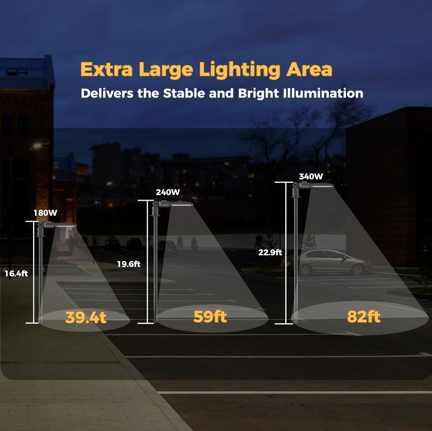 180W LED Parking lot Light Commercial Oudoor Lighting Shoebox Light with Dusk to Dawn Photocell 32400Lm(180LM/W) 6000K IP65 Waterproof 100-277V for Driverway, Parking Lot 9 Pack