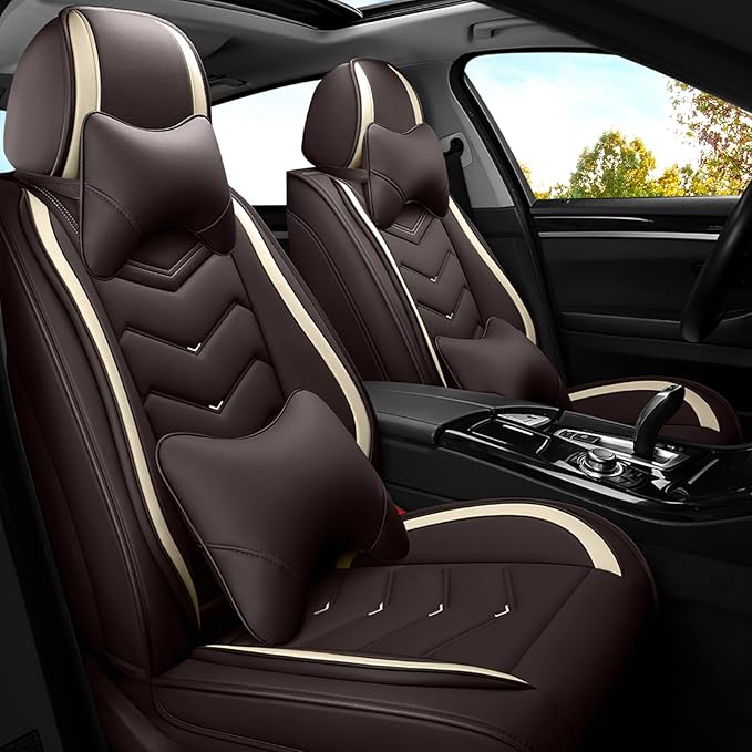 Car Seat Covers for Honda Accord 2000-2025, Premium Nappa Leather Car Seat Cover, Stylish Sport Seat Covers， Automobile Seat Cover Sets.(Luxury 2 Seats/Coffee Color)