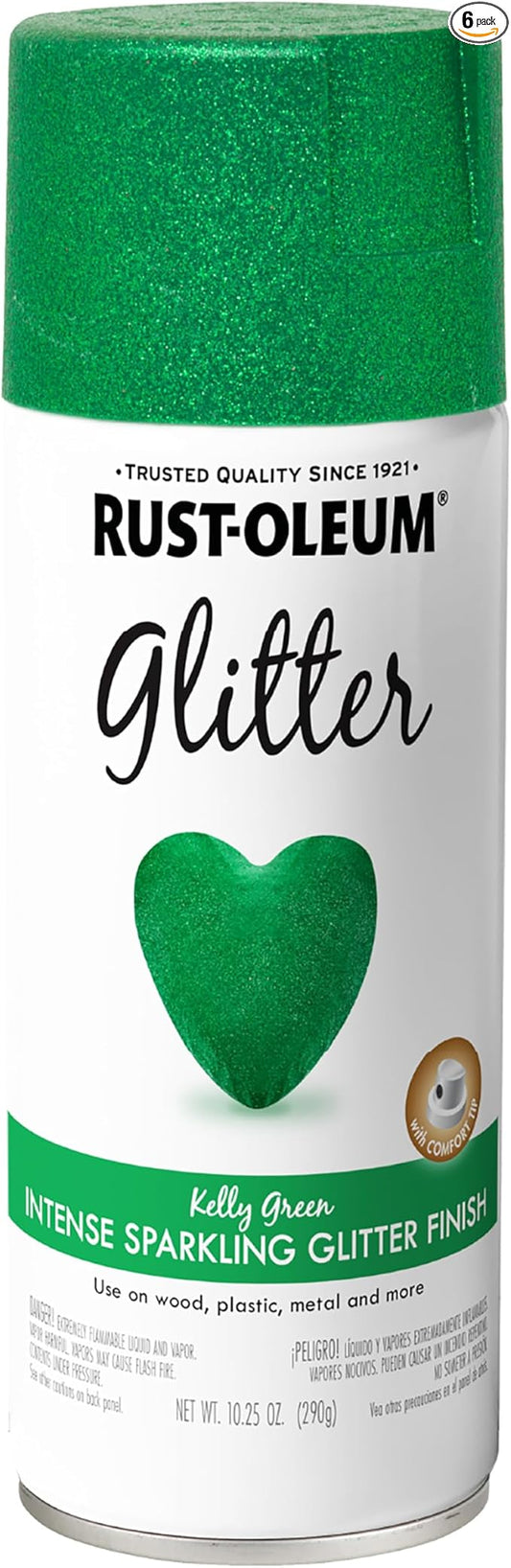 Rust-Oleum 277781 Specialty Glitter Spray Paint, 10.25 Oz, Kelly Green