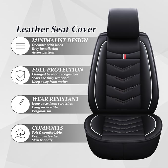 Car Seat Covers 7 Seats for Ford Explorer 2000-2025, Waterproof Durable Compatible Airbag, Premium Leather Seat Protector(7 Seats Standard,Black White)