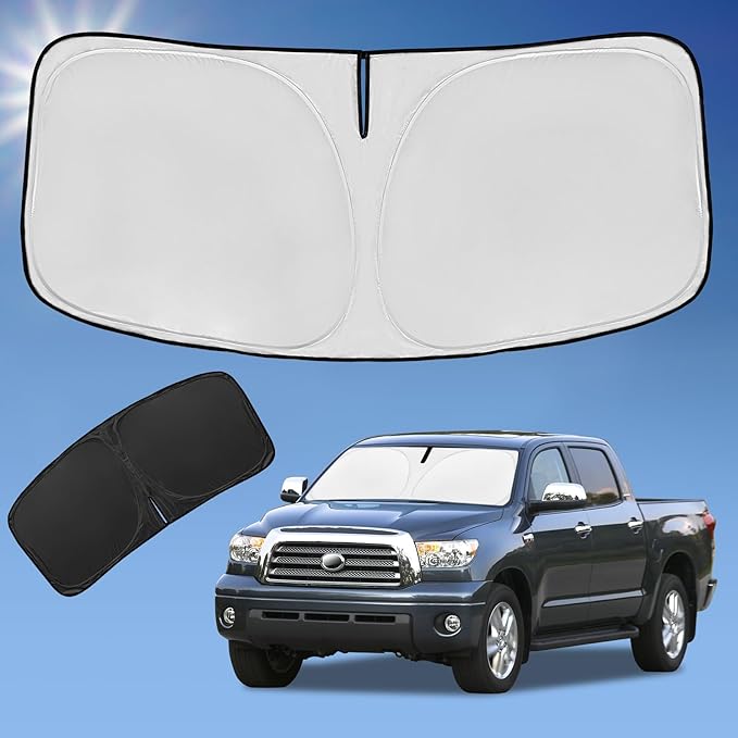 Sun Shade Sunshade for Toyota Tundra Windshield Cover, 4-Layer Front Window Shade Custom fit Tundra 2007-2021 Limited SR5 Platinum TRD Pro Pickup Sun Visor 240T Shade Blocks UV Rays Car Accessories