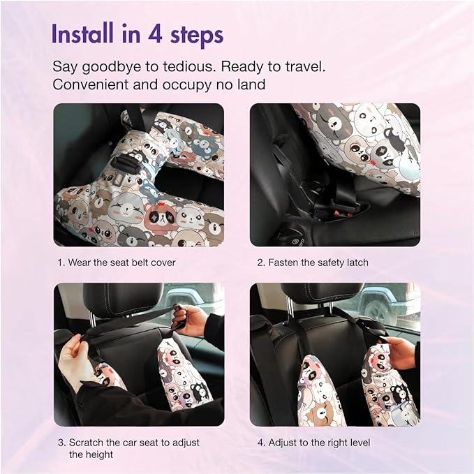 Car Pillow for Kids,Car Neck Head Support Cushion Set,Travel car seat Safety Pillow,h Shape car Sleeping Pillow Kids,Pillow case can be Disassembled and Washed (G)