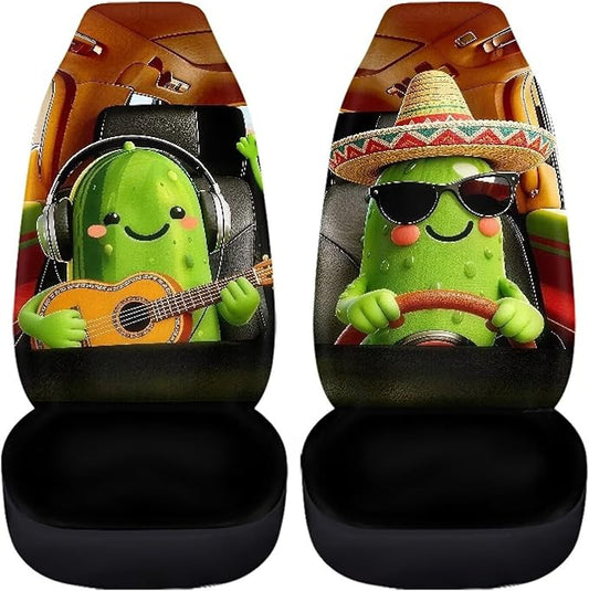 Cucumber Car Front Seat Covers 2 Pcs Funny Comfortable Car Seat Covers Front Seats Only Removable Automotive Accessories Universal Fit for Most Cars SUVs and Sedans
