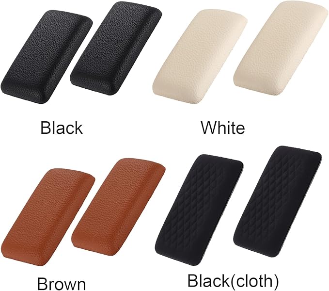 2pcs Car Arm Rest Elbow Pads, Auto Center Console Knee Cushion Adjustable Height Soft Leather Pad Knee Support Pad with Memory Foam for Universal Car Interior Accessories(BlackCloth)