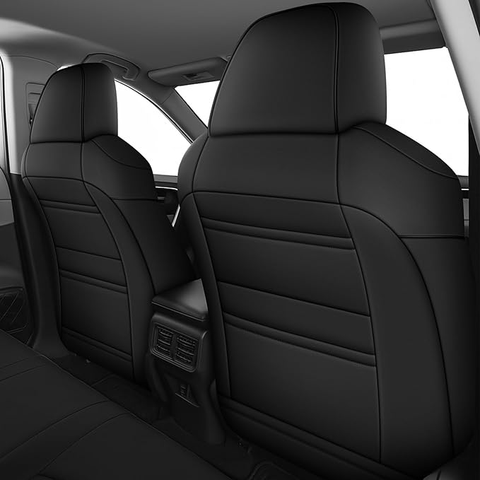 AOMSAZTO Custom Fit Seat Covers for Toyota RAV4: 2019 2020 2021 2022 2023 2024 2025 LE XLE XLE Premium Limited-Faux Leather Full Set Compatible Airbag Seat Protector Black&Grey