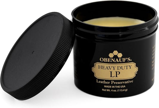 Obenauf's Heavy Duty LP Leather Preservative (4oz)- All Natural Beeswax Oil Conditioner- Rejuvenate Restore & Preserve Sunfaded or Cracked Boots Jackets Saddles Car Auto Upholstery Furniture- USA Made