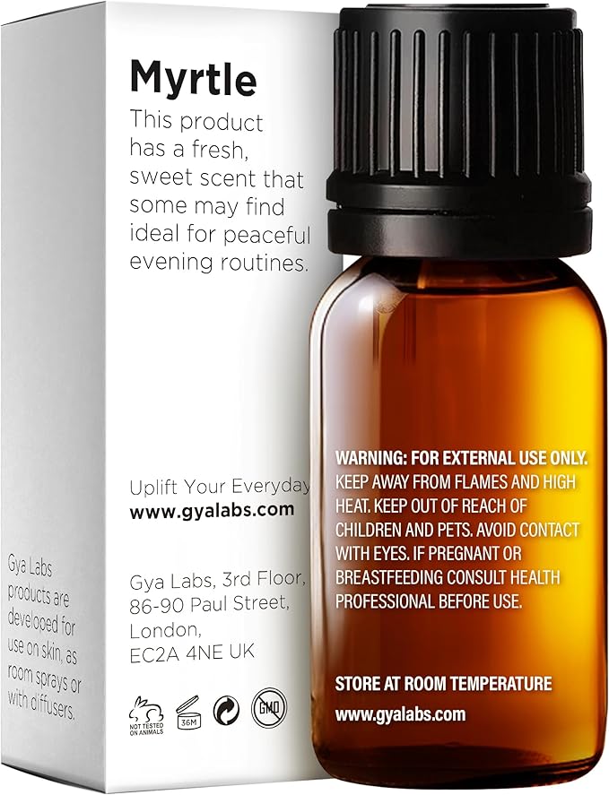 100% Pure Myrtle Essential Oil - 0.34 Fl Oz - Myrtle Oil for Hair, Skin, Diffuser, Aromatherapy & DIY Candle Making Scent