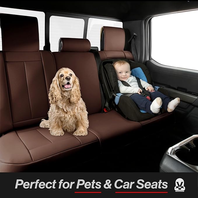 Coverland Custom Fit Car Seat Covers for Car Compatible with [Elantra, Mazda3, Passat, Impreza, Golf, Matrix] Premium Waterproof Non-Slip Interior Seat Protector [Full Set Dark Brown- Size Chart X54]