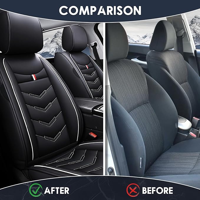 Car Seat Cover for Chevrolet Camaro 2000-2024, Durable Wear Resistant Waterproof Vehicle Cushion Covers,Breathable No Odor Premium Leather Vehicle Seat Covers. (Standard,Black White)