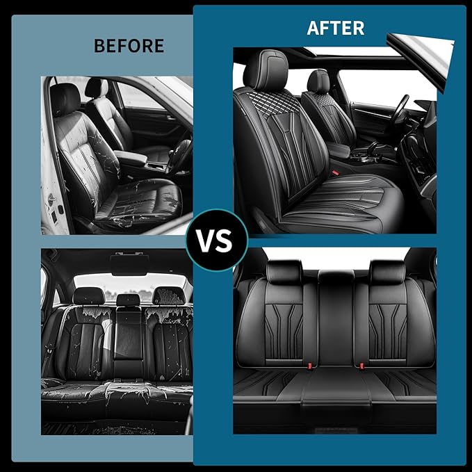 Fit Accord Car Seat Covers Premium Leather for Honda Accord 2012-2025 2026. Waterproof， Breathable, Scratch-Resistant & All-Weather Seat Cushion Protector（Front Seat,All Black