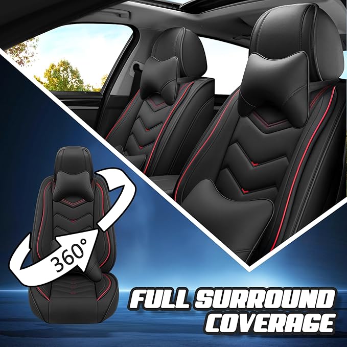 Car Seat Covers for Hyundai Sonata 2002-2026, Premium Nappa Leather Car Seat Cover, Stylish Sport Seat Covers， Automobile Seat Cover Sets.(Luxury 2 Seats/Black)