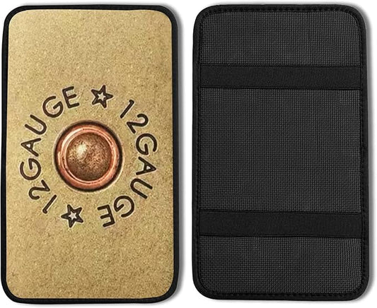 Cool 12 Gauge Vehicle Center Console Armrest Cover Pad,Bullet Car Accessories Soft Middle Console Cushion Pad,Auto Arm Rest Mat Decor Bullets Gifts for Women Men Dad for Most Vehicle SUV Truck