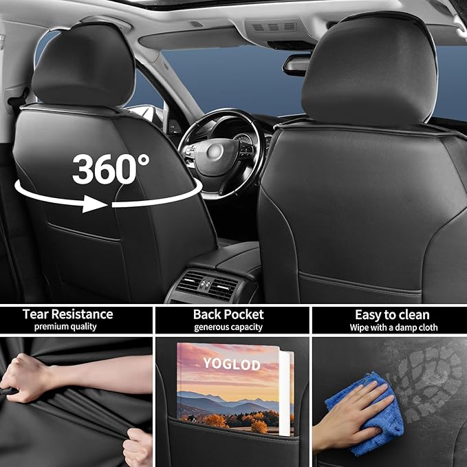 Car Seat Covers Custom Compatible with Mazda 6 2007-2021, Full Coverage Premium Leather Waterproof Breathable Seat Covers, Automotive Seat Protectors, Airbag Compatible(Full Set Seats, Black)