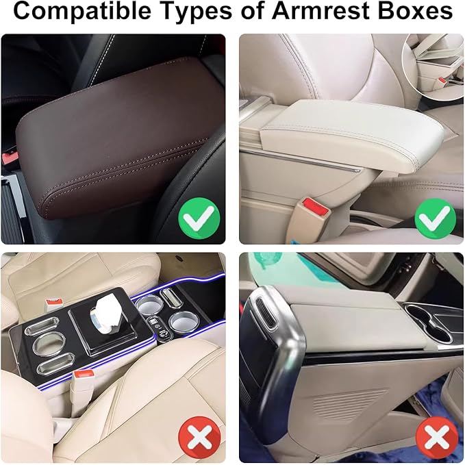 NBTEPEM Bling Gray Car Center Console Cover, Leather Car Arm Rest Cover with 2 Storage Bags, Universal Auto Armrest Protector Storage Box, Bling Accessories Interior for Most Vehicles