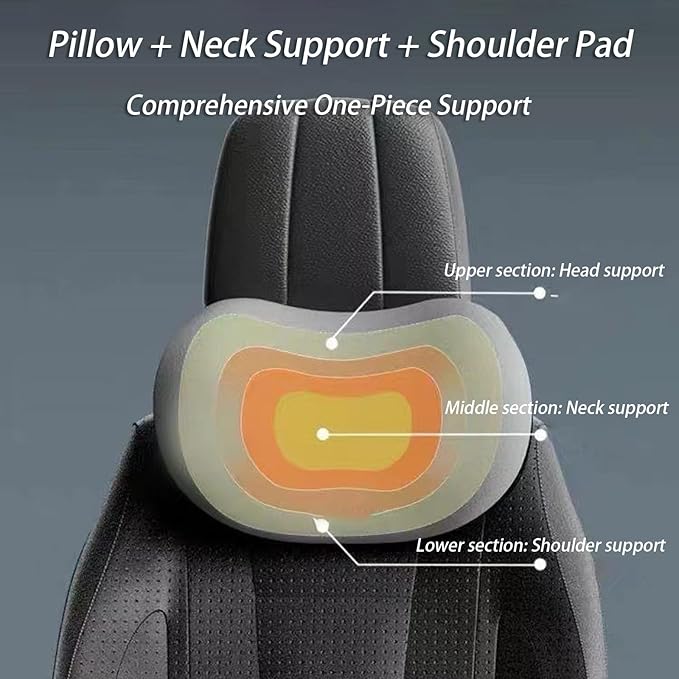 Car Lumbar Support Pillow and Car Neck Pillow Kit for Fiat 500e 2020 2021 2022 2023 2024 2025 2026, Car Seat Neck Back Rest Pillows, Ergonomic Car Seat Headrest & Lumbar Cushion,A Black