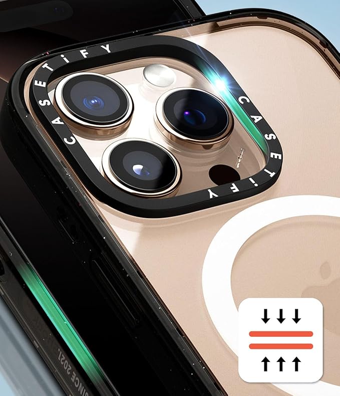 CASETiFY Impact iPhone 15 Pro Case [Slim/Compatible with Magsafe / 8.2 ft. 4X Military Grade Drop Protection] - Stripy Sundae - Clear Black