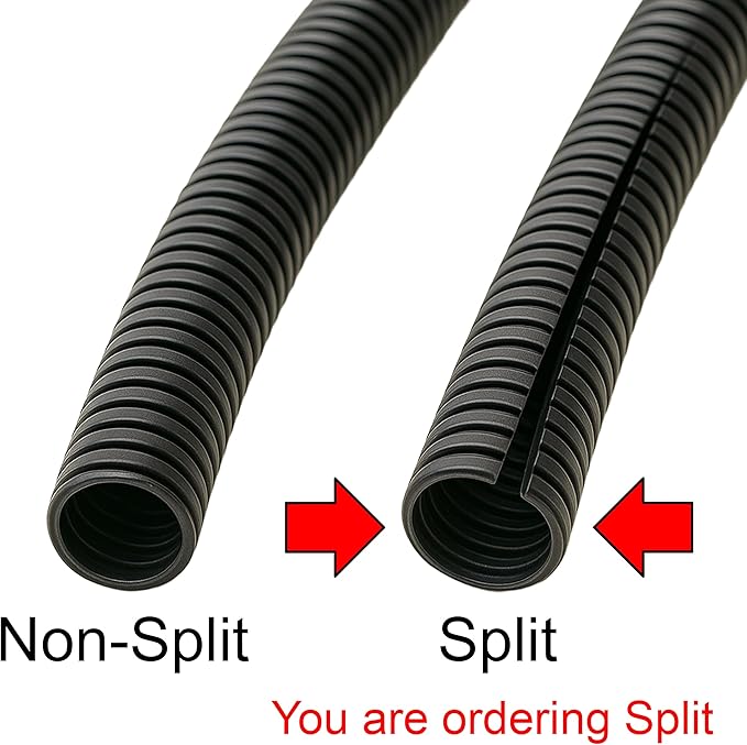 Electriduct Split Wire Loom Tubing Polyethylene Corrugated Flexible Conduit - 2" Nominal Size - 100 Feet - White