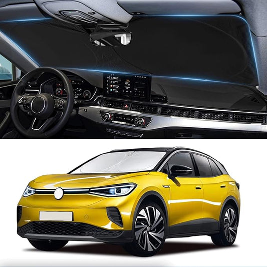 Custom Fit VW ID.4 Windshield Sunshade for 2021-2022 2023 2024 2025 VW ID.4 for Volkswagen Accessories Front Window Shield Cover for Windshield Sun Visor Protector Blocks UV Keeps Car Cool