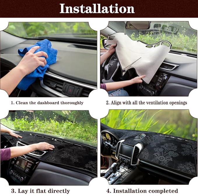 Dashboard Cover for Buick Envision 2014-2017,Anti-Glare Sun Shield,Non-Slip Custom Fit Dash Mat,Interior Protector,Flannel