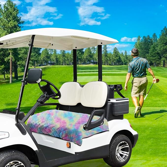 YOKYHOM Golf Cart Seat Covers for 2 & 4 Passenger Carts, Thick Short Plush with Non-Slip Backing, Ultra Soft Seat Towel Blanket, Fits EZGO, Club Car, Yamaha, 51"x30.5", Colorful Yellow