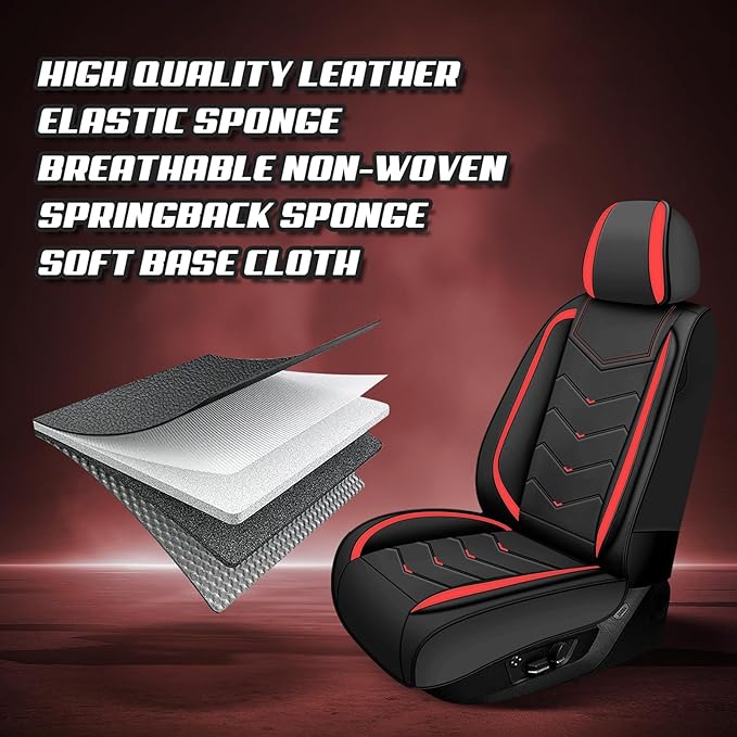 Car Seat Covers for Honda Accord 2000-2026, Premium Nappa Leather Car Seat Cover, Stylish Sport Seat Covers， Automobile Seat Cover Sets.(Luxury 5 Seats/Black Red)