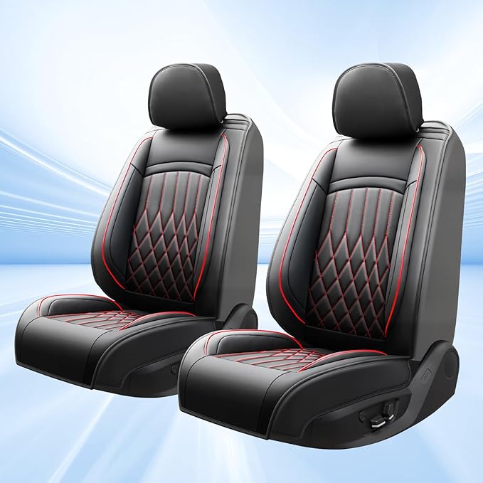 Fit TL Car Seat Covers for Acura TL 2004-2014 - Premium Leather, Waterproof, All-Weather, Airbag Compatible, Breathable, Easy Install, Seat Protectors, Only 2 Front seat Covers, Redline