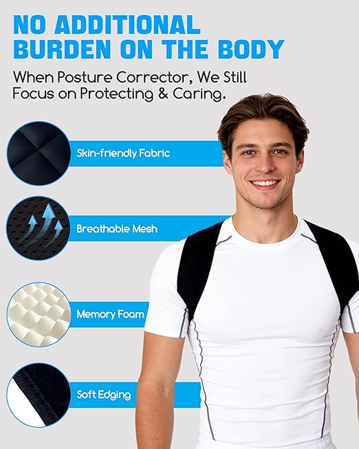 Posture Corrector for Men and Women - Invisible & Mesh Breathable Upper Back Brace - Adjustable Back Straightener - Relieve Shoulder, Neck & Back Pain, S(28-37inch) 1PCS