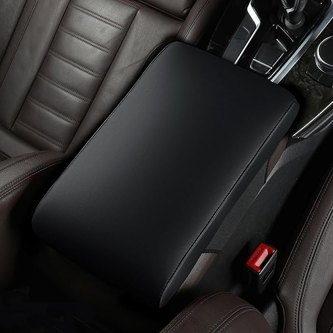 Car Armrest Cover Pad for BMW 3 Series 340i 330d 330i 320i 2000-2025 Premium Leather Center Console Armrest Cushion Pad Anti-Scratch Waterproof Auto Interior Accessories Black Style