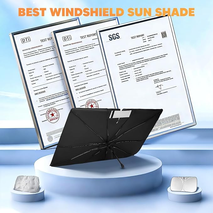 KUST Custom Fit Windshield Sun Shade Umbrella for BMW X3 2018-2024 | Foldable Sunshade with Bendable Handle | Blocks Heat & UV Scratch Resistant Keep Cool Sunshield