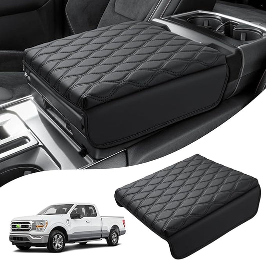 Autorder Center Console Cover for 2021-2025 2026 Ford F150/2022-2025 2026 F150 Lightning Accessories Armrest Cushion Cover Nappa Leather Middle Console Covers (Only fit for Work Surface Console)