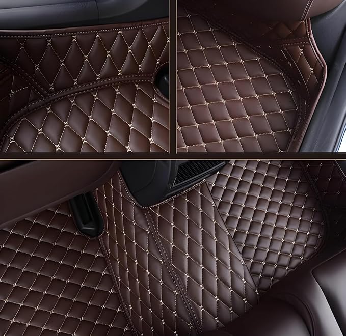 Customize Car Floor Mats for 99% Sedan SUV Sports Car All Weather Leather Full Coverage Waterproof Non-Slip Vehicle Lining Pads (Black Stripe)