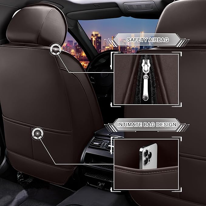 CTDS Car Seat Covers for Chevy Trax 2015-2026, Stylish Sport Seat Cover, Premium Nappa Leather Car Seat Cover. Automobile Seat Covers Sets.(Luxury 2 Seats/Coffee Color)