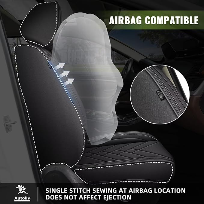 AOMSAZTO Car Seat Covers Fit for Kia Optima 2002-2020 Full Set Premium Seat Covers Waterproof Leather Automotive Seat Cushion Protector Compatible with Airbag(5 Seats,Black)