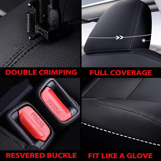 AOMSAZTO Custom Fit Seat Covers for Toyota 4Runner 2011-2024 Full Set Car Seats Cover for 4Runner Accessories Black(5 Seats Model Only)